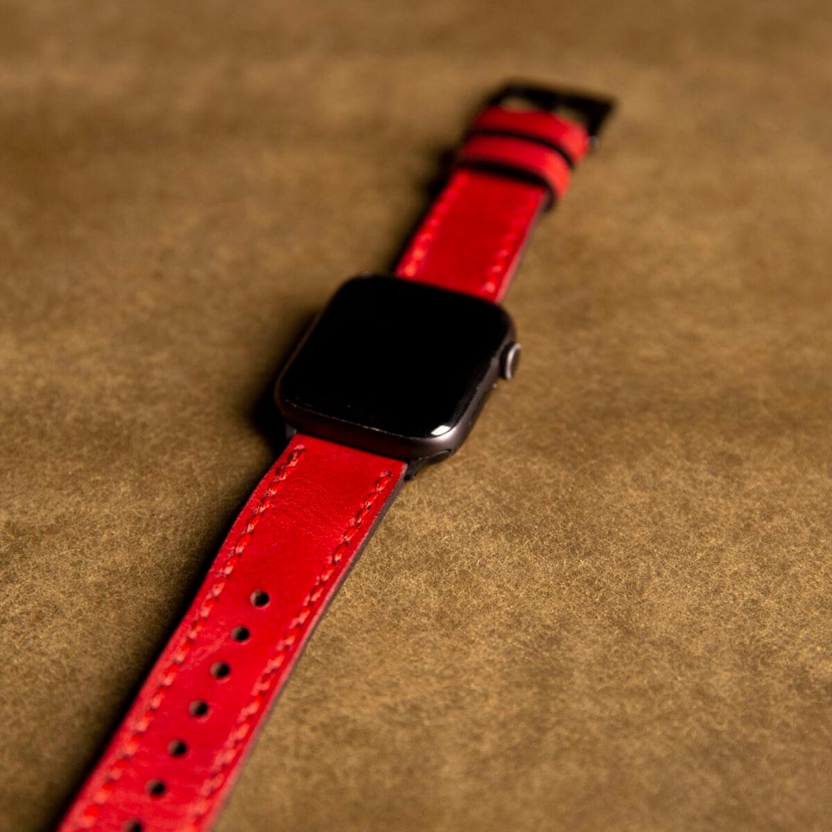 Cift Katli Deri Apple Watch Kayisi Kirmizi3 1