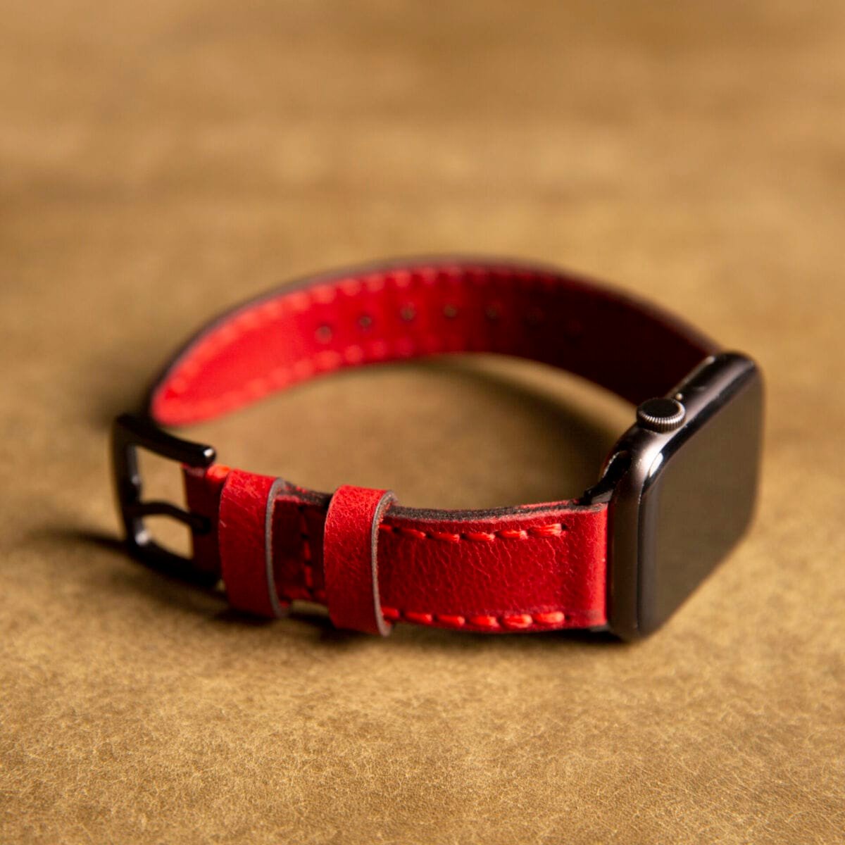 Cift Katli Deri Apple Watch Kayisi Kirmizi3 2