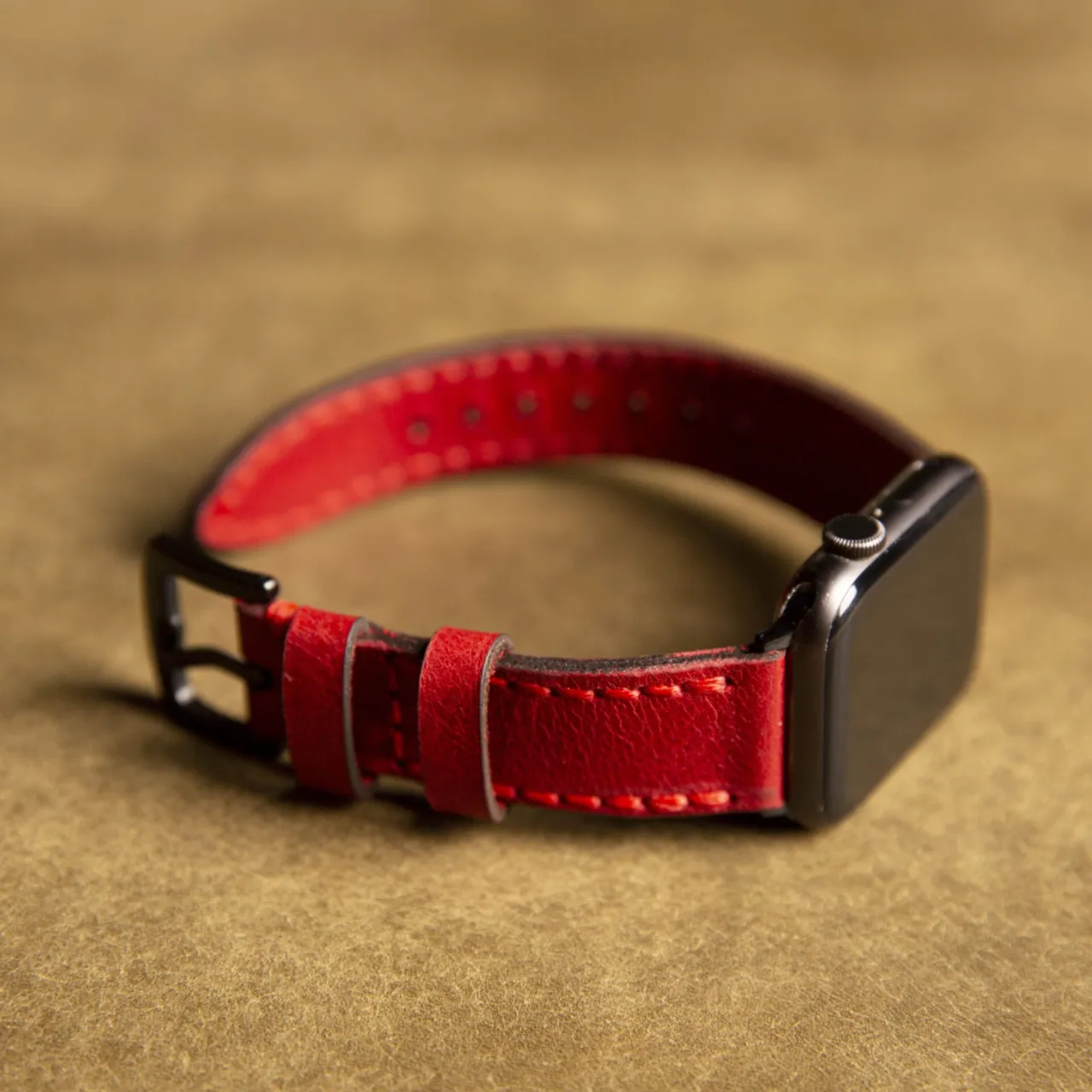 Cift Katli Deri Apple Watch Kayisi Kirmizi3 2