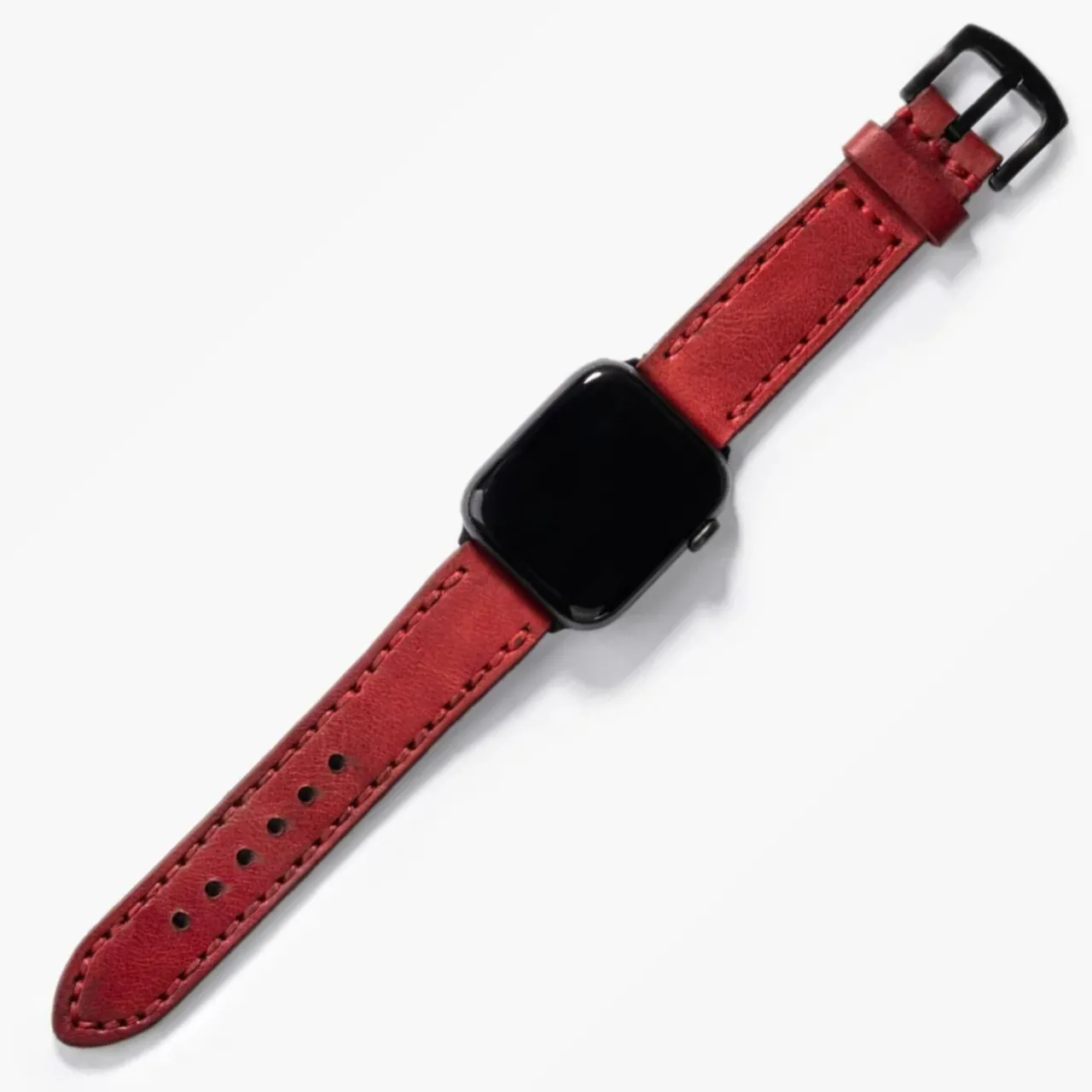 Çift Katlı Deri Apple Watch Kayışı – Kırmızı