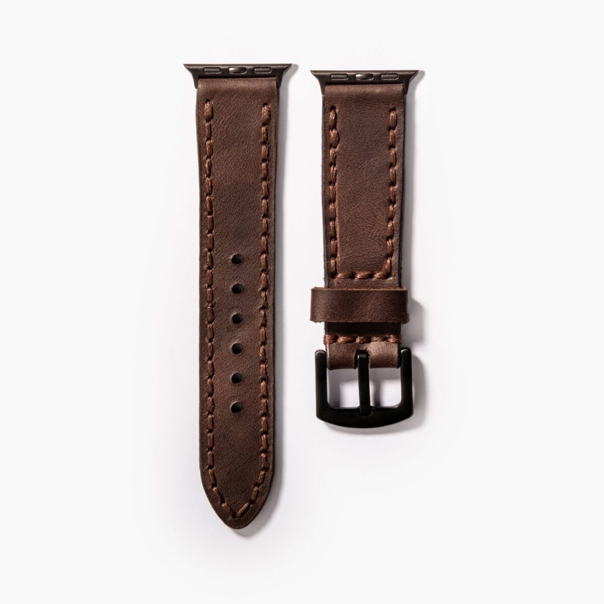 Çift Katlı Deri Apple Watch Kayışı - Acı Kahve